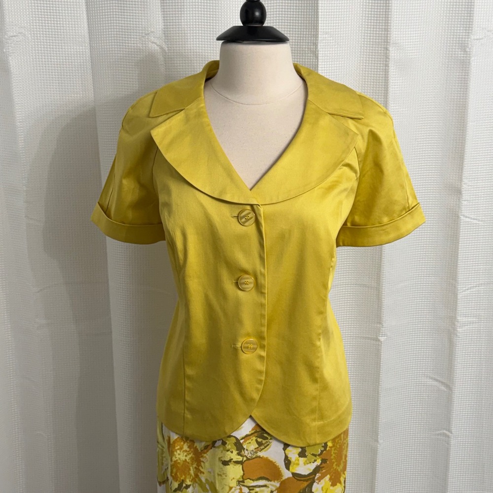 Dana Kay Women's Vintage Short Sleeve Blazer & Floral Pencil Skirt Set - Picture 2 of 8